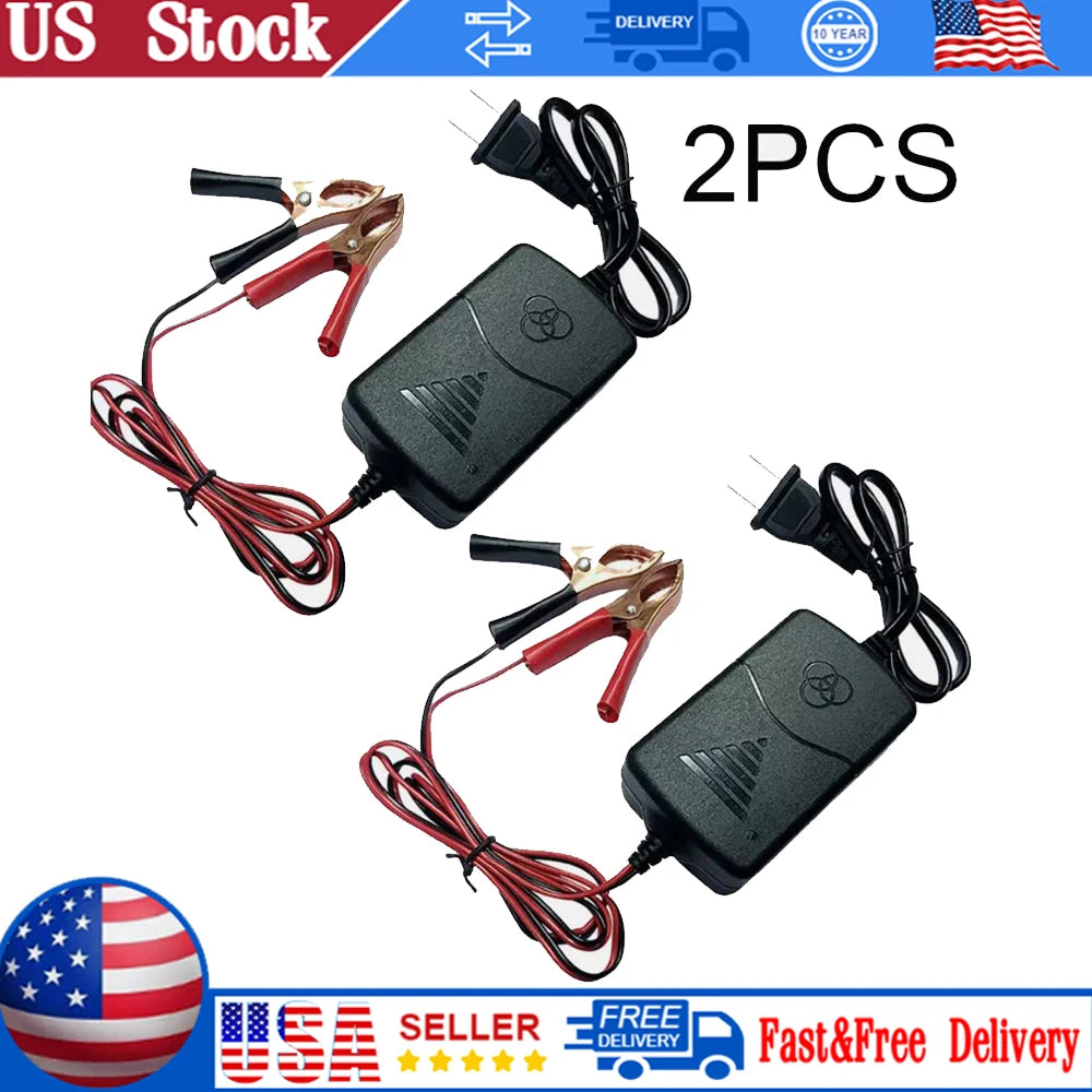 2PCS NEW Plastic Storage Batteries Charger Universal Car Truck Motorcycle 12V1A 14.4V Two Wire Clip Charger Double-line Clip