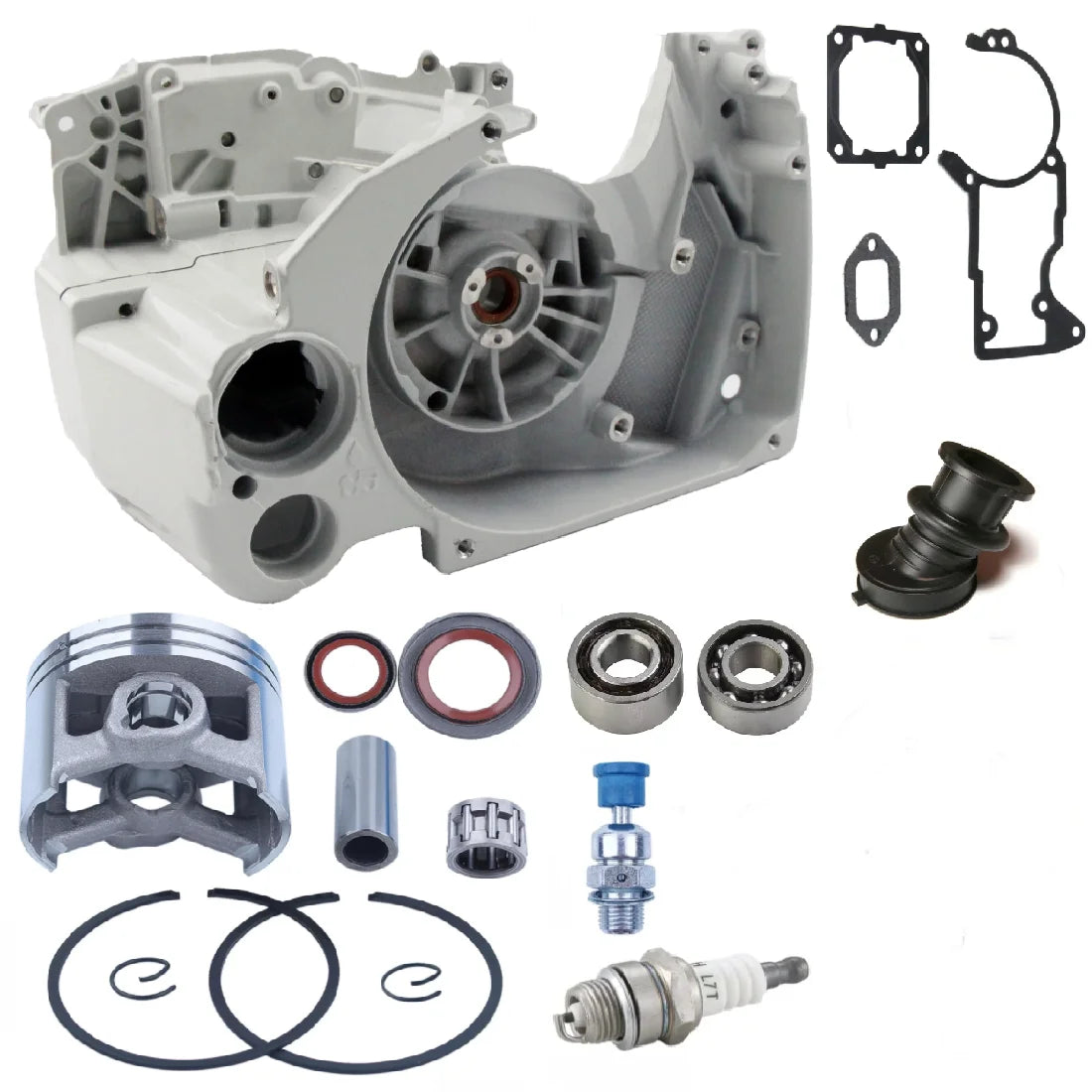 MS440 Chainsaw Engine Rebuild 50mm Piston Seal Bearing Kit Crankcase Crankshaft Fuel Oil Tank Housing For Stihl 044 MS440