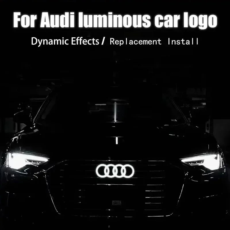 for Audi 273/285mm Dynamic Car Front Grille Emblem Streamer Badge Light A7 A3 A4 A6 Q3 Q5 Q7 Q8 Logo Car sticker