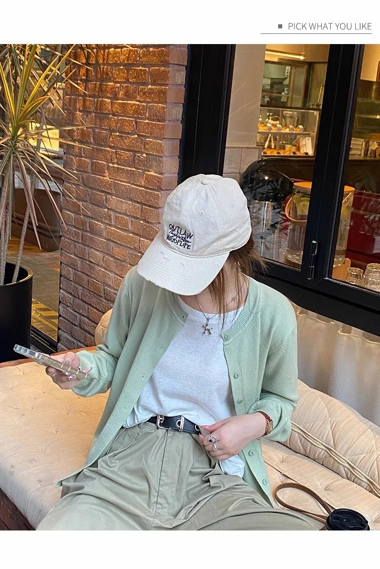 Women's slim button cardigan, crew neck knit — view 15 of 20