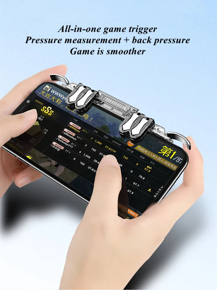 6 Fingers Cell Phone Gamepad Joystick Controller Z06 for PUBG Aim Shooting ABS Key Button Game Trigger for IOS Android Universal