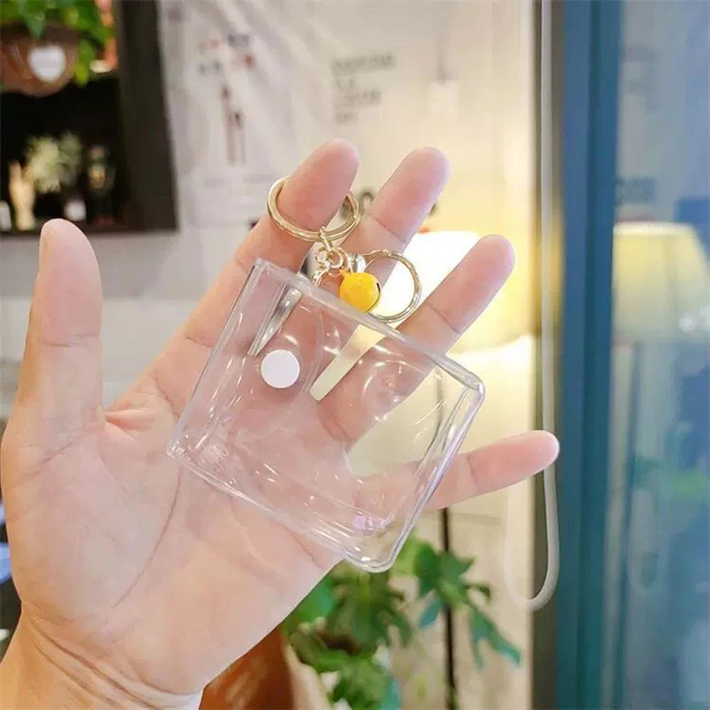 Transparent PVC Square Mini Coin Purses Case Clear Small Key Wallets Pouch Women Kids Girls Lipstick Earphone Coin Storage Bags