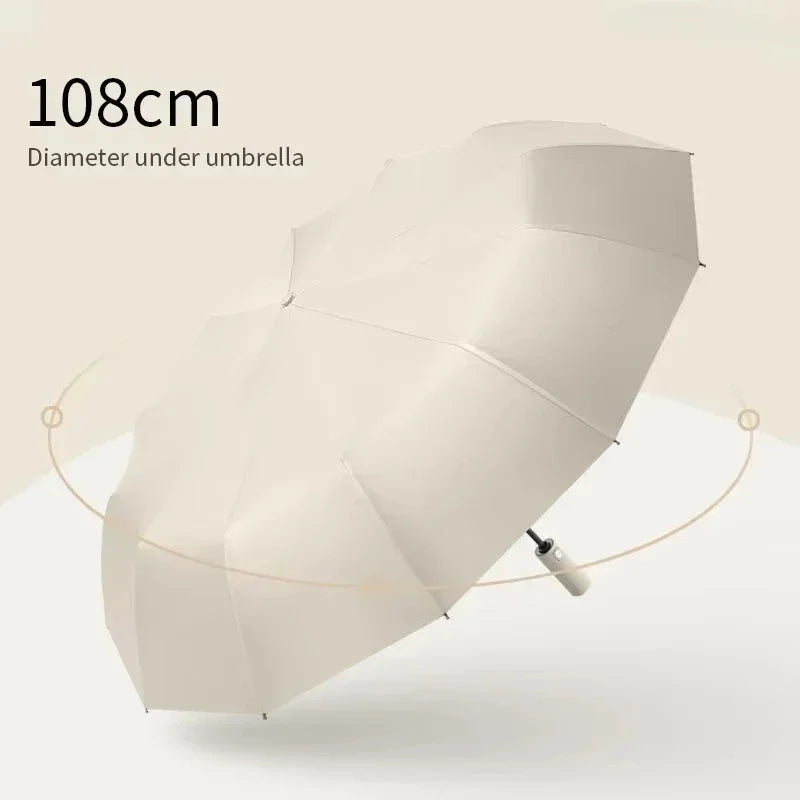 Umbrella Fully Automatic 2-in-1 Sun＆Rain Umbrella Reinforced Folding Wind-Resistant Black Glue Coated Anti-UV Sunscreen Umbrella