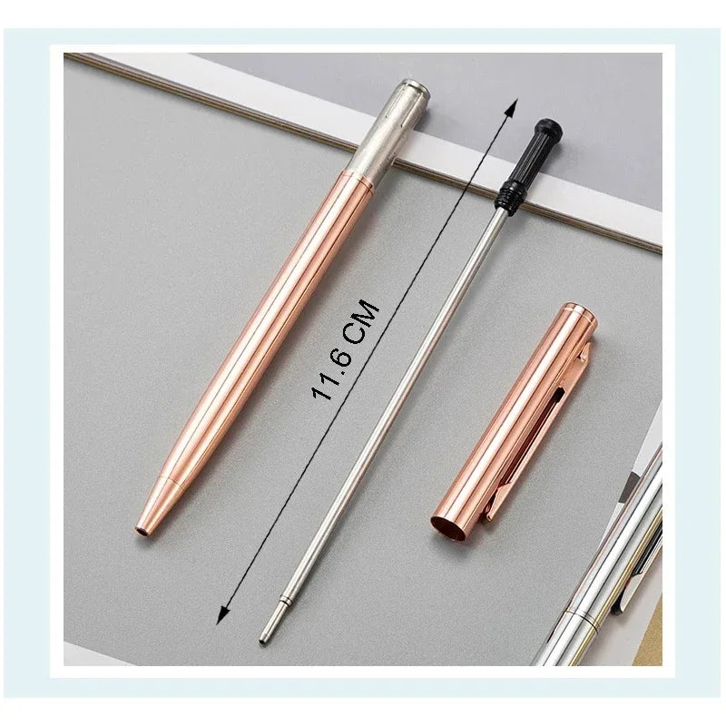 20-200 Pens New Slim Metal Ballpoint Pens Rose Gold Custom Logo Advertising Lettering Engraved Name School Office Supplies Gifts
