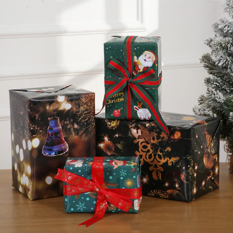 Christmas Gift Wrapping Paper Kraft Glossy Options DIY Holiday Party Packaging Festive Present Wrapping for Xmas Gifts