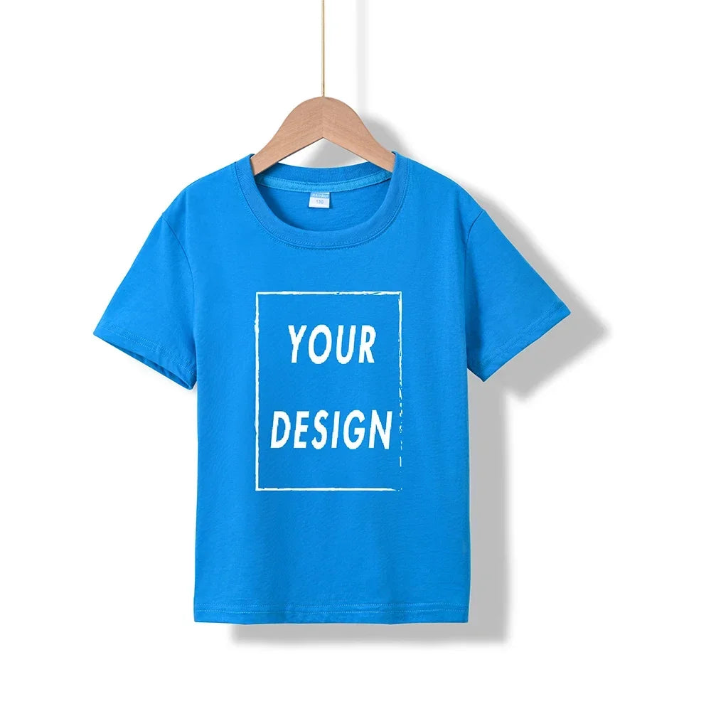 2025 Free Customized Front and Rear Logo Children's Cotton T-shirt, the Best Gift for Boys and Girls