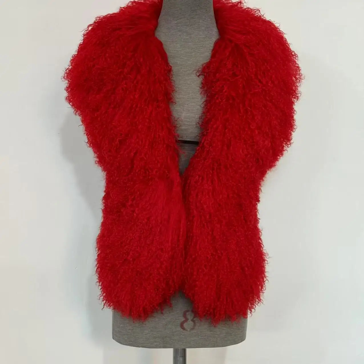 Fluffy Luxury  Real Mongolian Fur Halter Vests Women Solid Deep V-Neck Backless Bandage Sleeveless Jackets Top Outerwear Coat