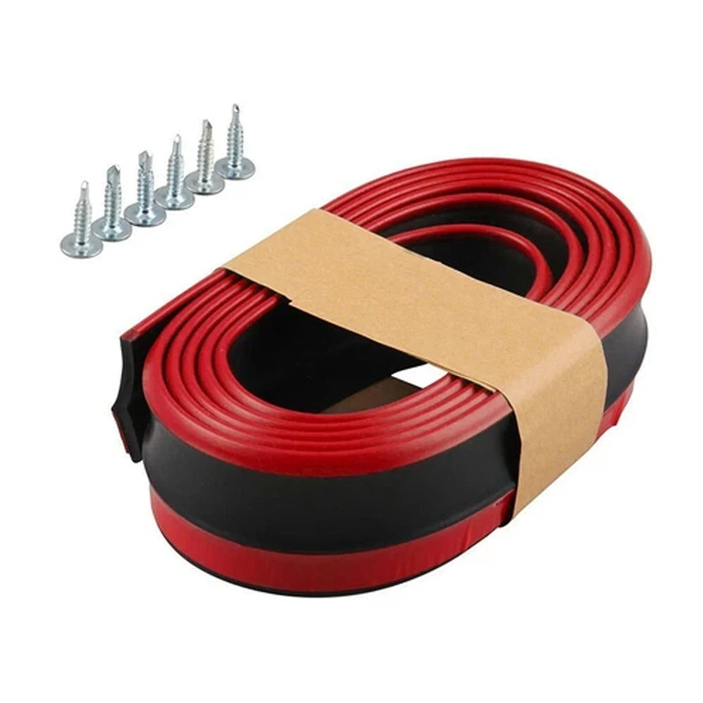 Universal Car Bumper Lip Splitter Spoiler Rubber Skirt BodyTrim Bumper Scratch-Resistant Anti-Collision Soft Rubber Strip