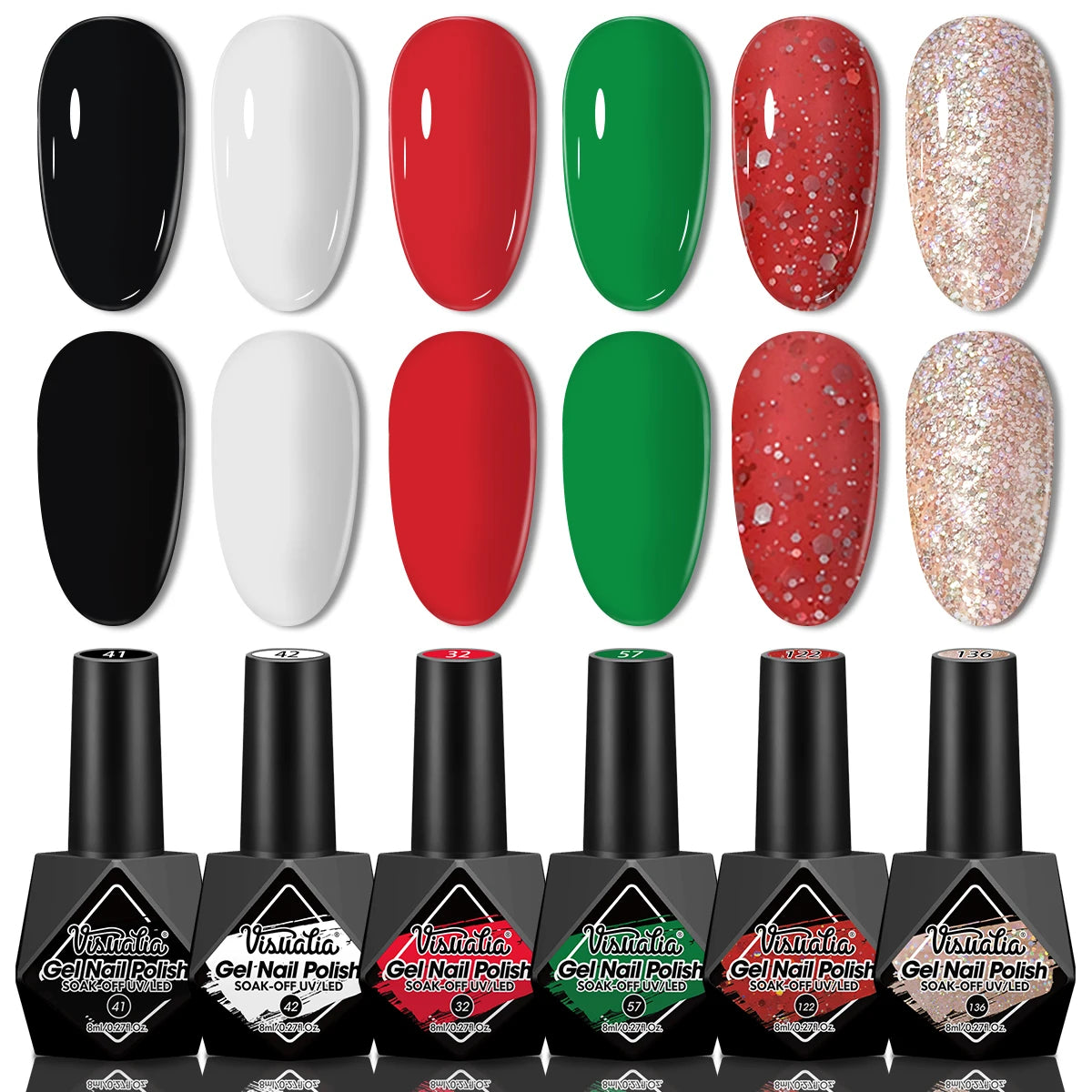 Pink Gel Nail Polish Set - 6pcs All Season Gel Nail Polish Set, UV Gel Polish, Hypoallergenic, Shimmery Finish - Suitable for Na