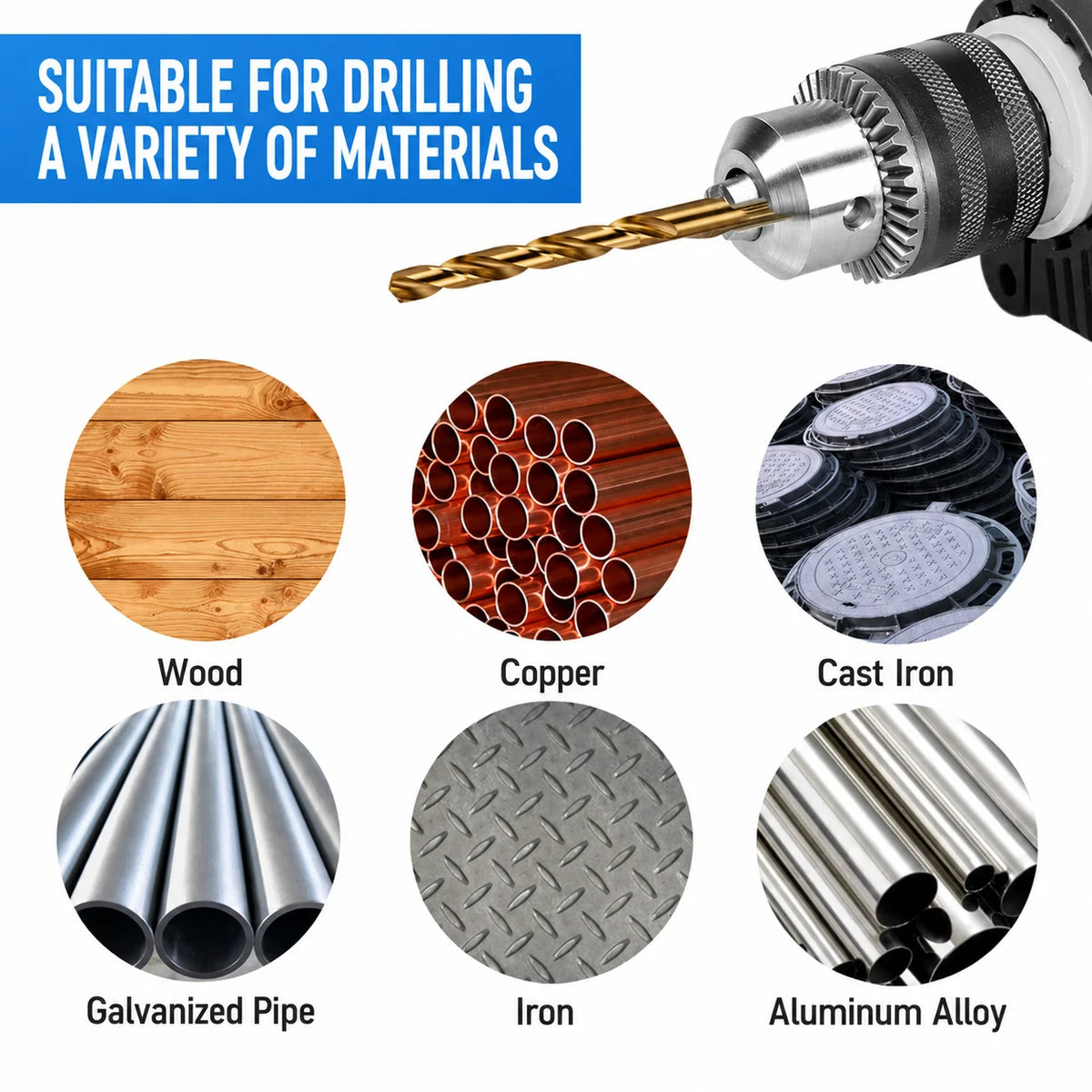 Twist Drill Bit Set for Metal, Wood, Masonry & Concrete