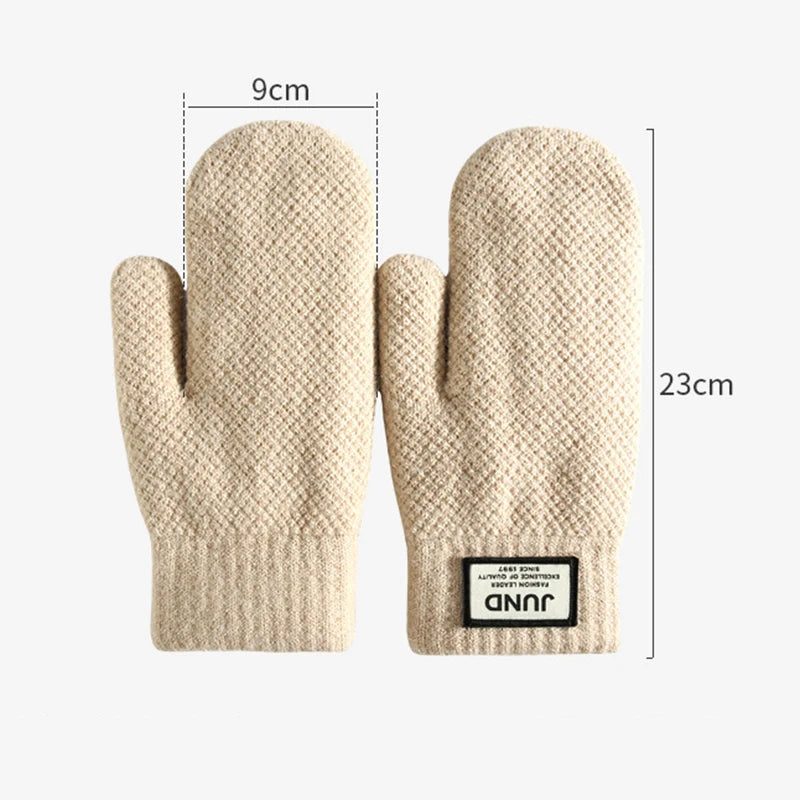Unisex Double Layer Knit Mittens - Thick Fleece Lined Winter Mittens - photo 5