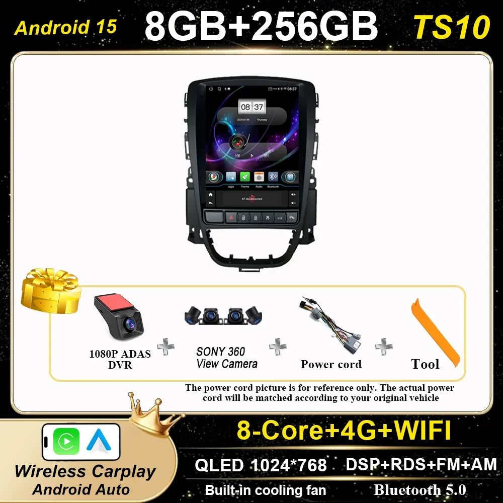 Car Stereo with Apple CarPlay & Android Auto, Compatible with Opel Astra J, Vauxhall & Buick Verano