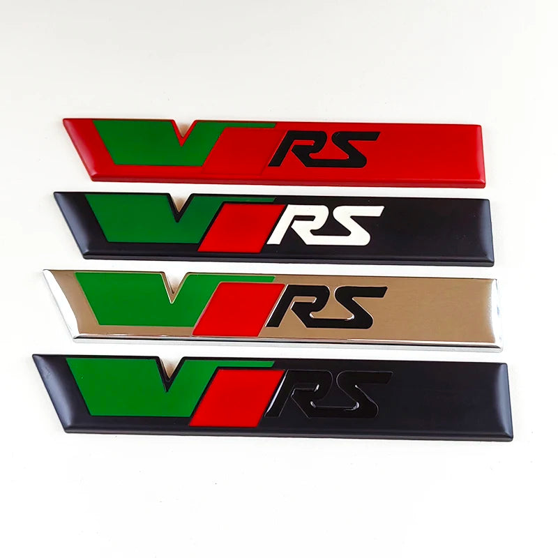 3d Metal RS Logo VRS Car Front Grill Emblem Rear Trunk Badge for Skoda VRS Octavia 1 2 3 Rapid Kodiaq Karoq Fabia Kamiq Superb