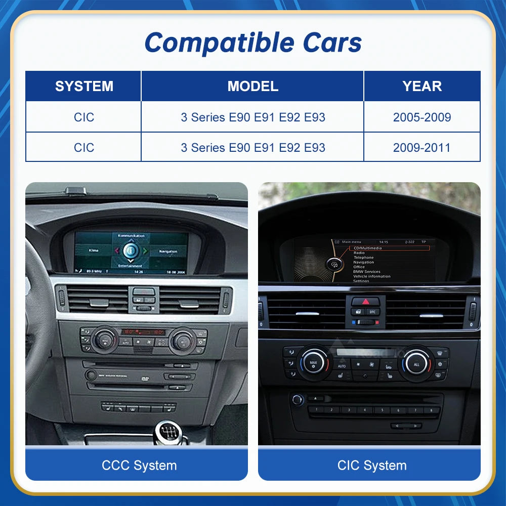 8.8" Wireless CarPlay & Android Auto Display Screen, Compatible with BMW 3 Series E90 E91 E92 E93