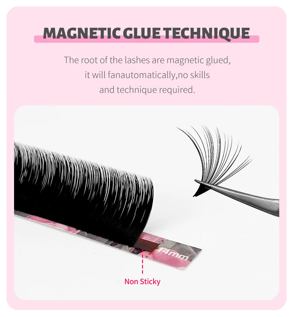 ABONNIE Matte Black Easy Fan Lashes Cashmere Blooming Eyelash Extensions Self-Making Fans Mega Volume Eyelash