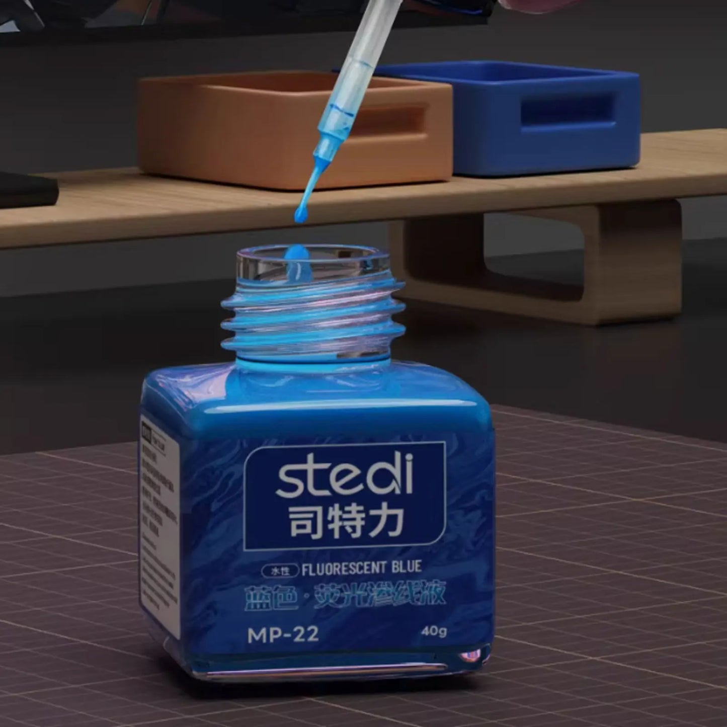 STEDI 40g Water-based Fluorescent Panel Liner Accent Paint for Gundam Military Plastic Model Coloring