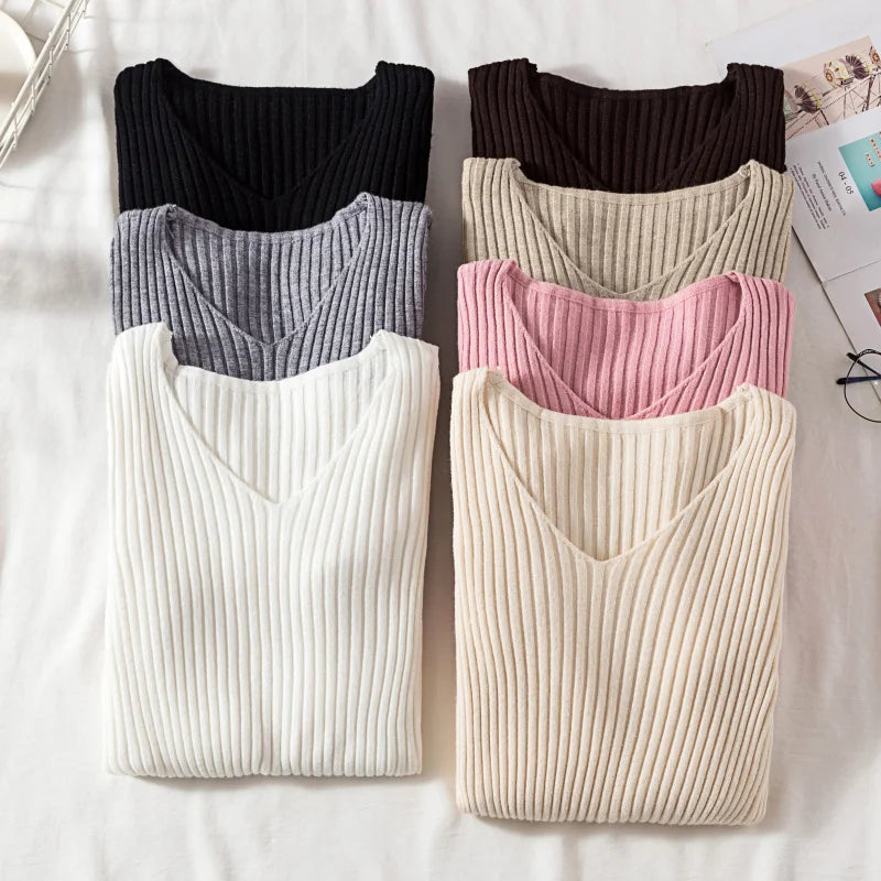 Women's V-neck knit pullover, casual sweater — view 8 of 20