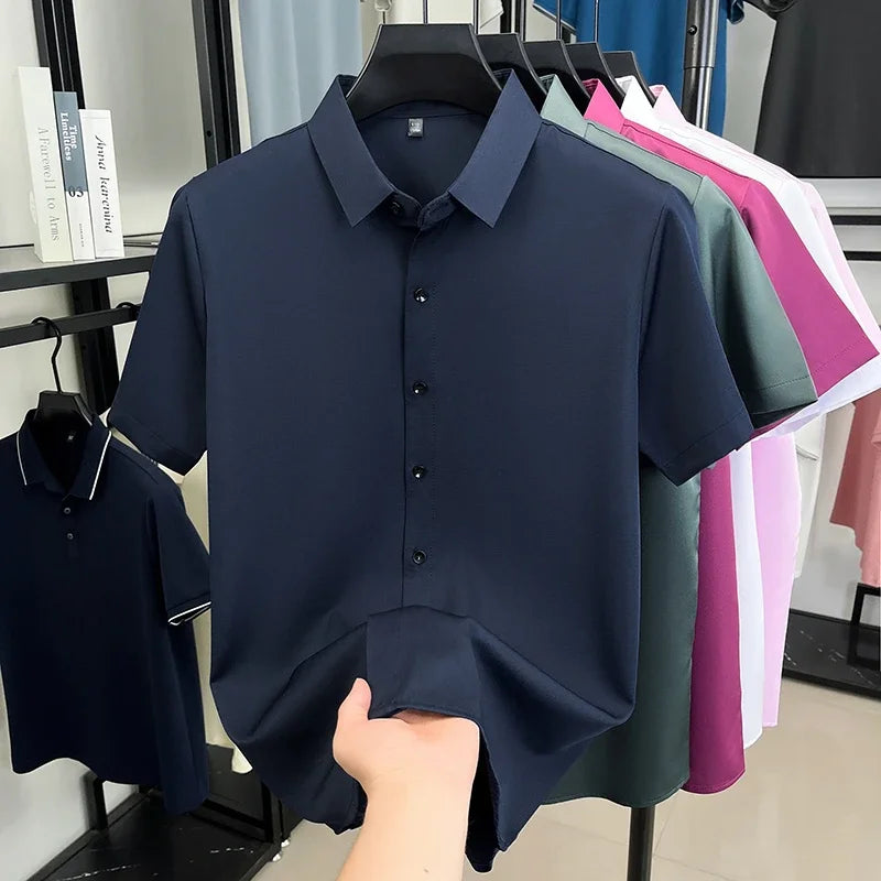 Men's Short-Sleeve Dress Shirt - Slim Fit, Wrinkle-Free Breathable