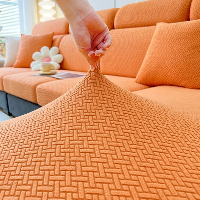 1pc Jacquard Sofa Slipcover Twill Pattern Elastic Sofa Covers Furniture Protector for Bedroom Office Living Room Home Decor