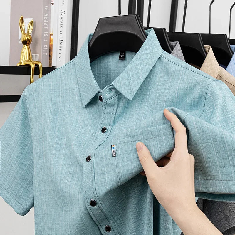 Men's Casual Short-Sleeve Shirt - Soft Wrinkle-Resistant, Travel