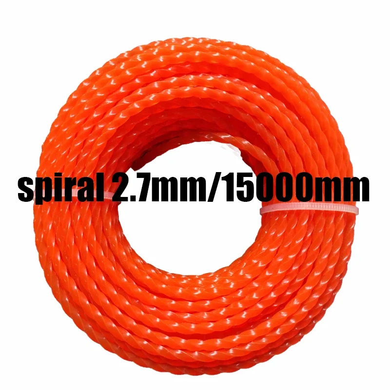 2mm～3mm*10m～25m Mowing Nylon Grass Trimmer Rope Brush Cutter Trimmer Line Mowing Wire Lawn Mower Accessory