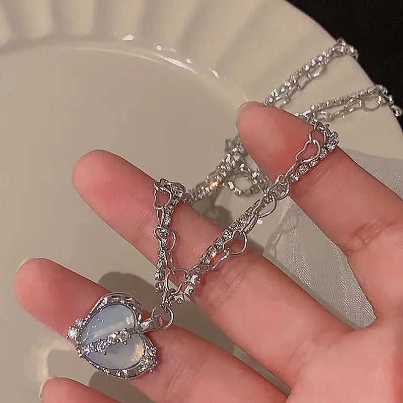 Crystal Zircon Cross Pendant Necklace for Women - Dainty Layering Chain