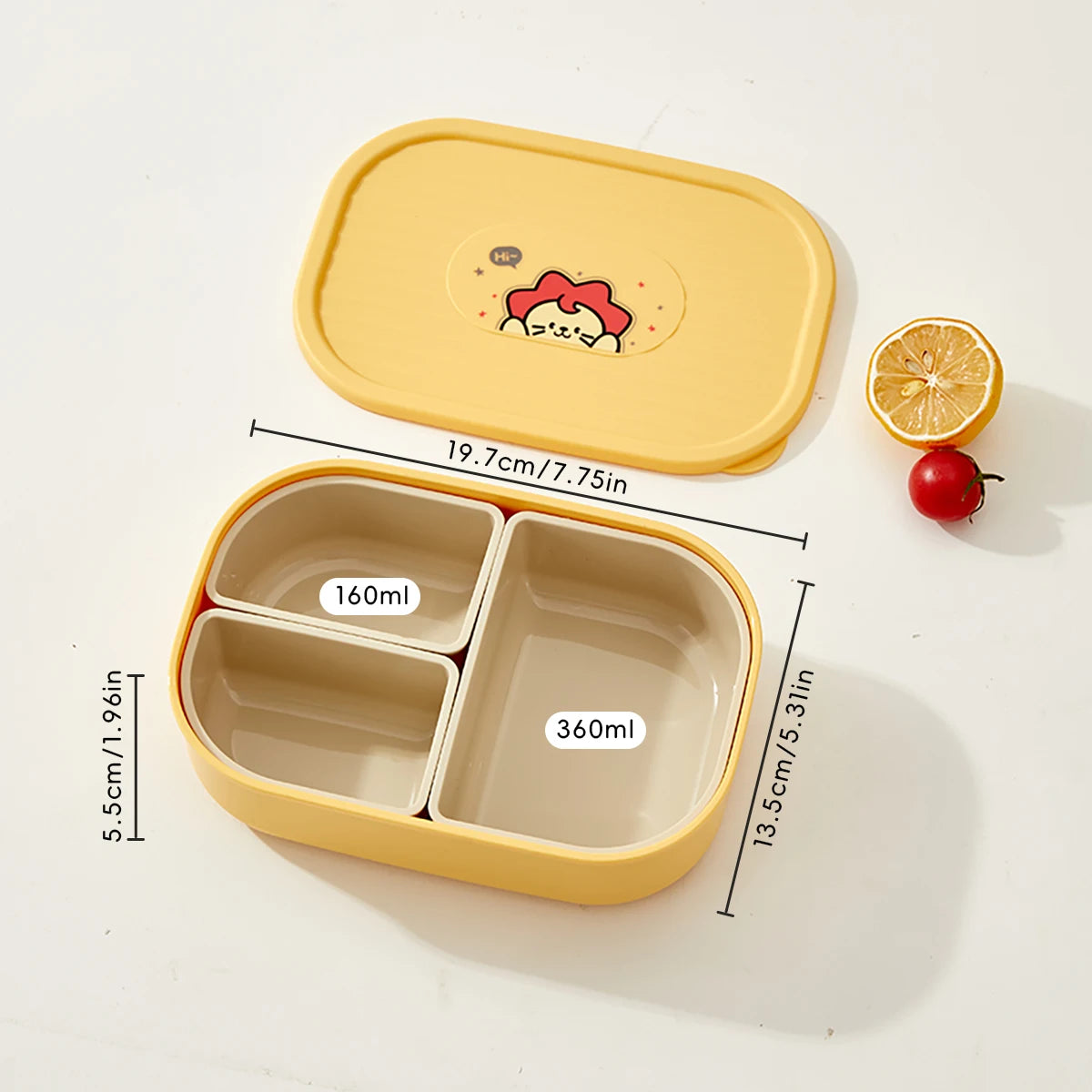 WORTHBUY 3 Grids Microwave Plastic Lunch Box Portable Detachable Fruit Bento Box Stackable Food Container For School Office