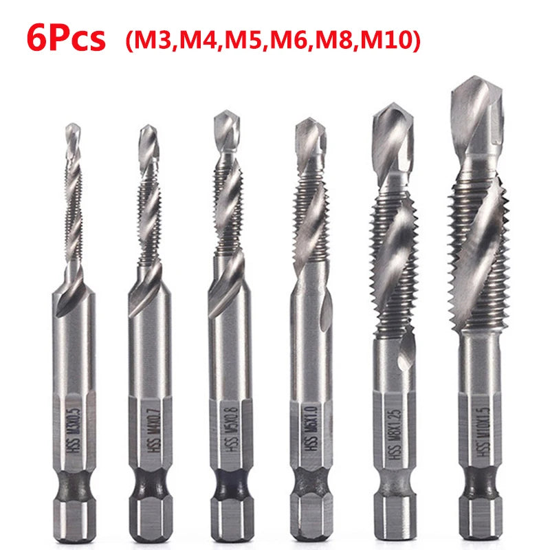 MMAlto HSS Titanium-Coated Metric Tap Set – M3 M4 M5 M6 M8 M10 | Screw Thread Machine Compound Tap | Individual & 6-Piece Sets