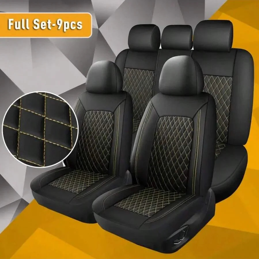 All-Season Quilted Faux Leather Car Seat Covers Universal Fit Most Cars