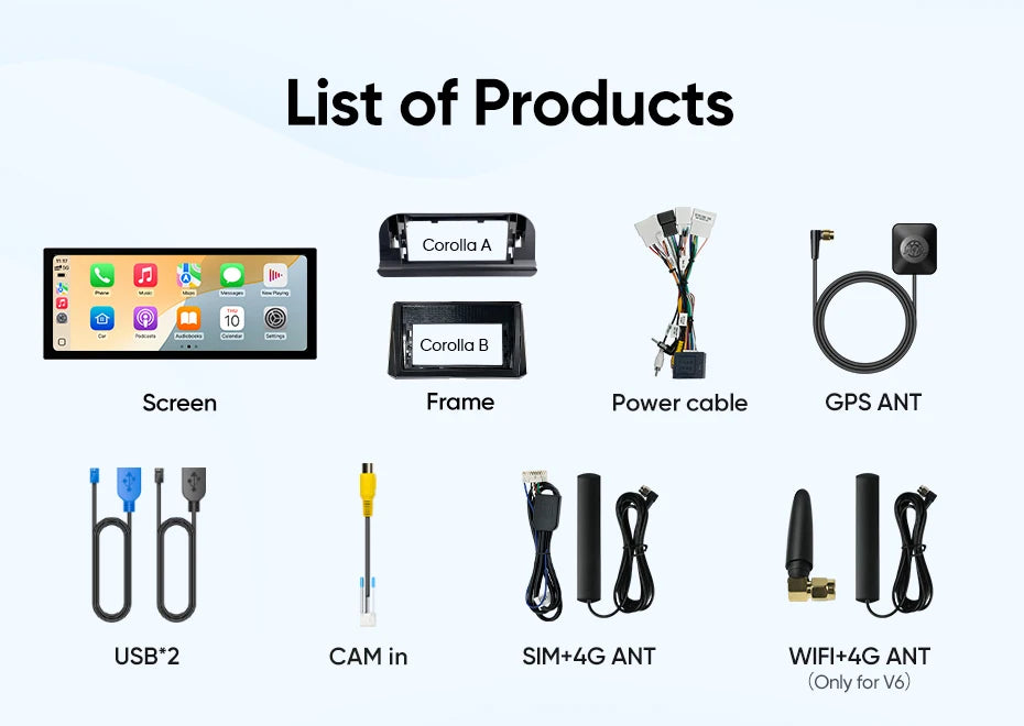 Ainavi 12.3 inch Car Radio For Toyota Corolla 2019 2020 2021 2022 2023 E210 Wireless Carplay Android Auto 4G Car Multimedia 2DIN
