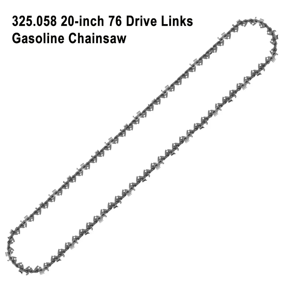 20" Professional Gas Chainsaw 76DL Chain 0.325" Pitch 0.058" Guide Tooth Top-quality Alloy Rounded 20 inch Gasoline Chainsaw Set