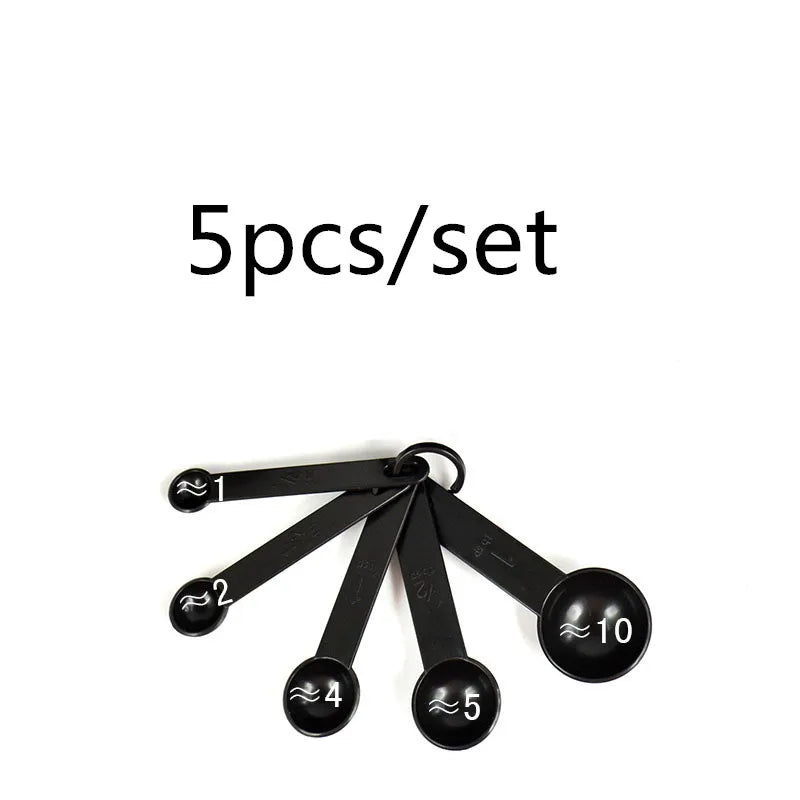 Black Plastic Measuring Cups & Spoons - 5 or 10 Piece Set - photo 3