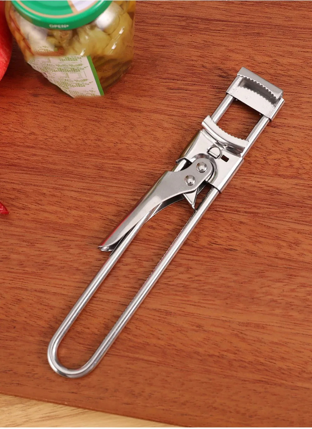 New Adjustable Stainless Steel Can Opener Rotating Non-slip Bottle Opener Twist Multifunctional Manual Can Opener Kitchen Tool