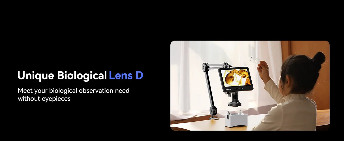 TOMLOV DM602 Digital Soldering Microscope 2000X – 10.1" Screen, 3 Lenses, 144-LED Ring Light | Coin & PCB Repair