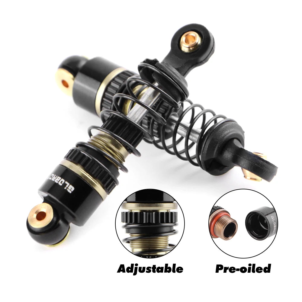GLOBACT Aluminum F&R Oil Shock Absorber RC Damper for LOSI Micro-B Micro-T 1/24 1/28 RC Race Buggy Upgrade Part (Black Brown)