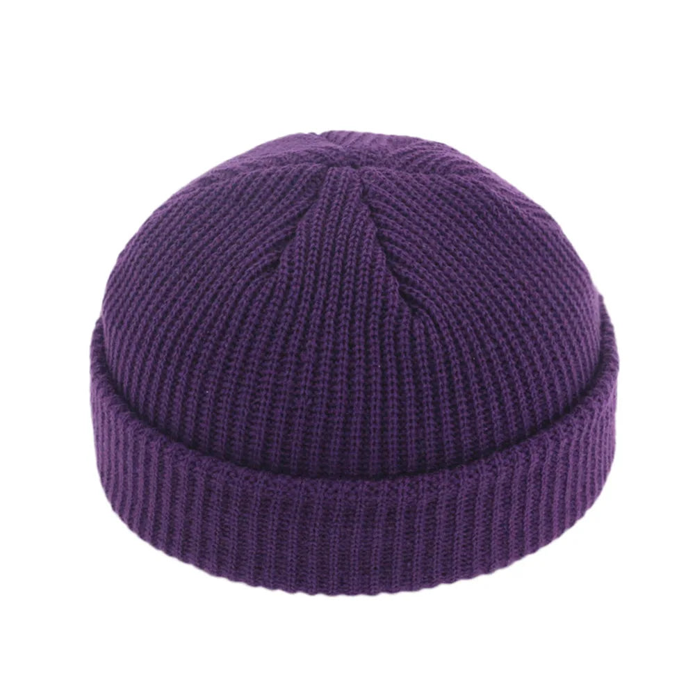 Retro Sailor Knit Beanie - Short Roll-Up Cuff Skull Cap, Unisex - photo 17