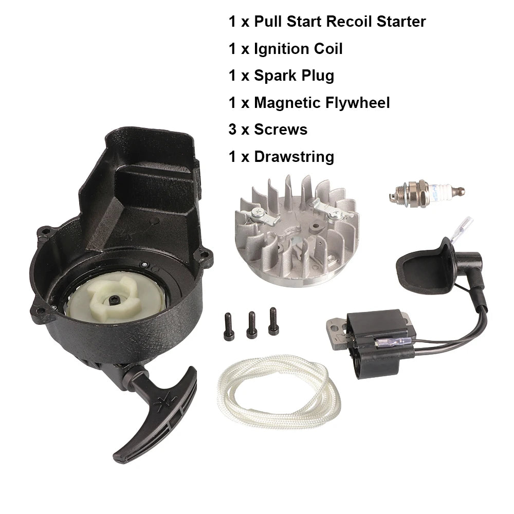 Alloy Easy Pull Recoil Start Starter Ignition Coi For 2 Stroke Engine 47cc 49cc 50cc Pocket Bike Mini Moto Dirt Bike ATV Quad