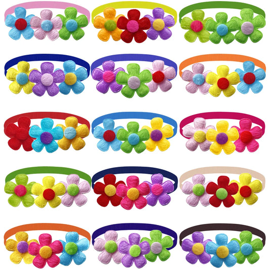50/100pcs Colorful Flower Dog Bow Ties Beautiful Pet Dog Cat Bowties Collar Fashion Cute Pet Accessories For Small Dogs
