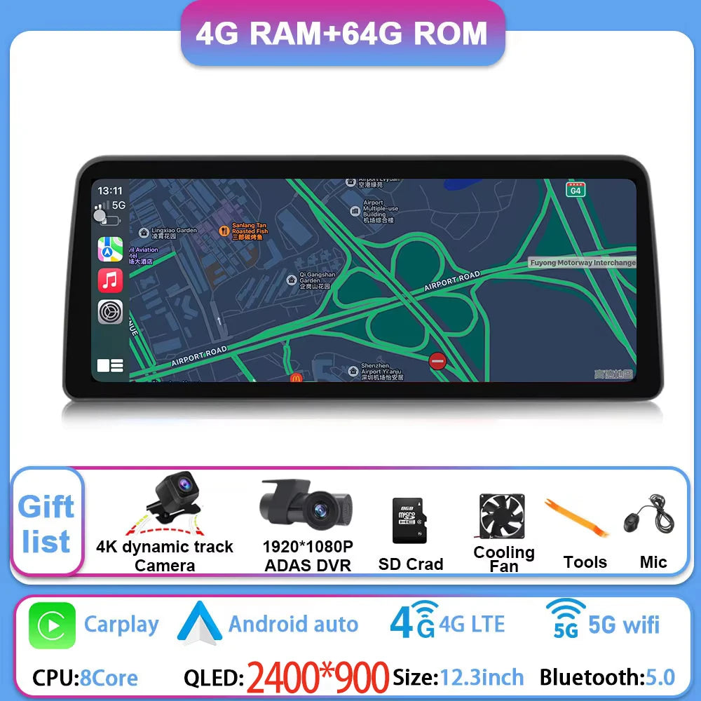 12.3 Inch Android 15 For GMC Yukon Chevrolet Tahoe Silverado 2007 - 2013 Car Radio Multimedia Player GPS Head Unit Auto StereoBT