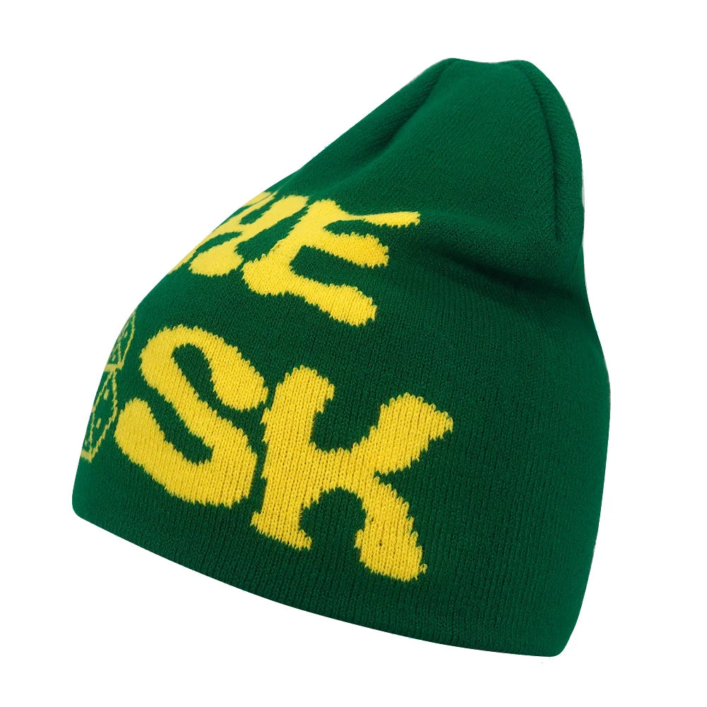 Y2K Letter Knit Beanie, Warm Ski Hat