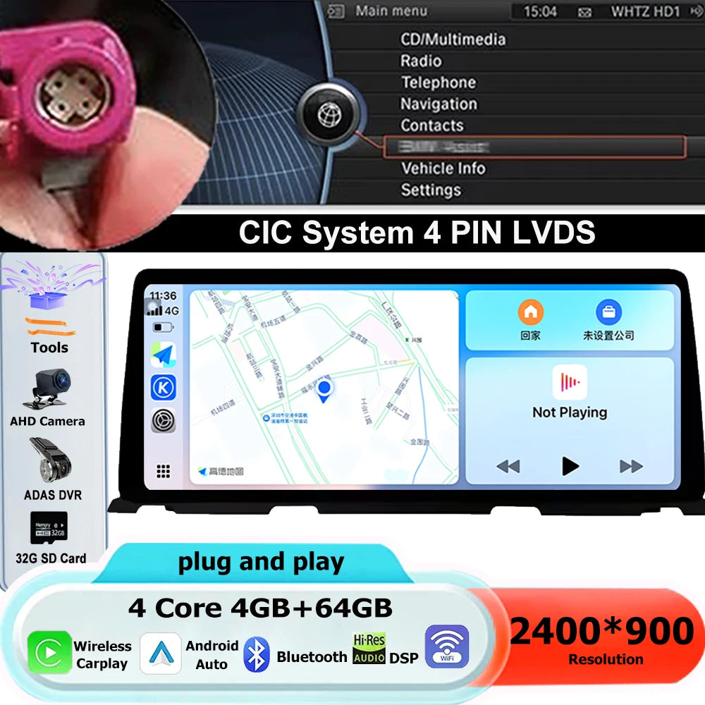 12.3" QLED Android Screen for BMW 6 Series F06 F12 (2010–2018) — CarPlay, Android Auto, GPS, DSP