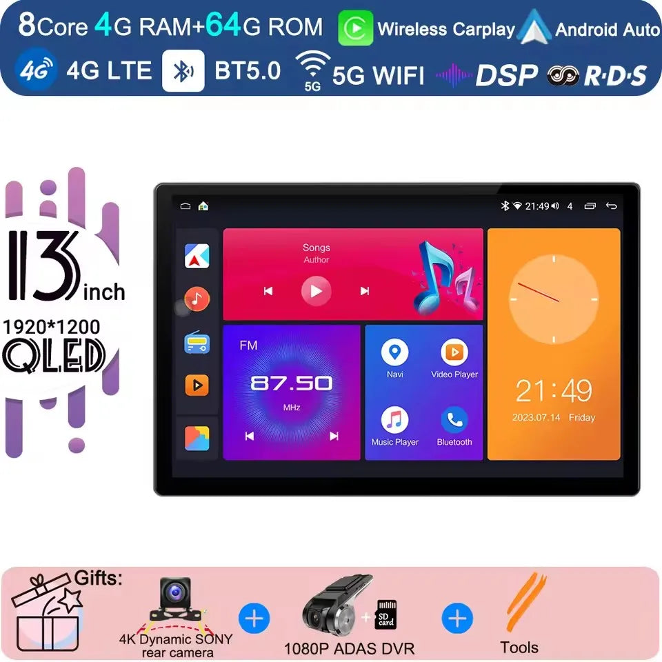 13 inch Android 15 Carplay Auto Car Radio Multimedia For  Chevrolet Silverado 3 GMTK2 2014 2015 2016  2017 2018 Autoradio