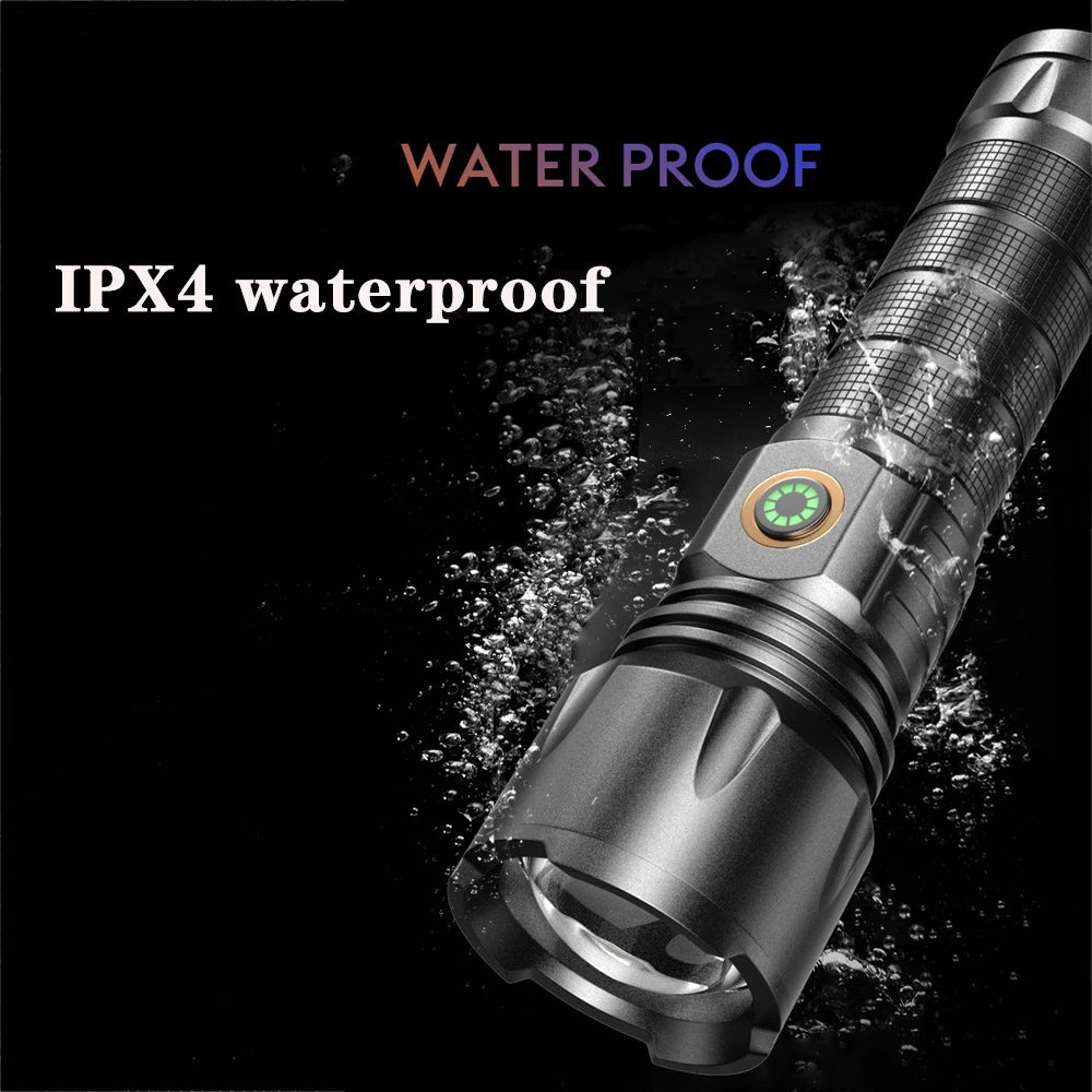 USB Rechargeable 30W High Power LED Flashlight Waterproof 5 Modes Tactical Torch Super Long Shot for Outdoor Camping