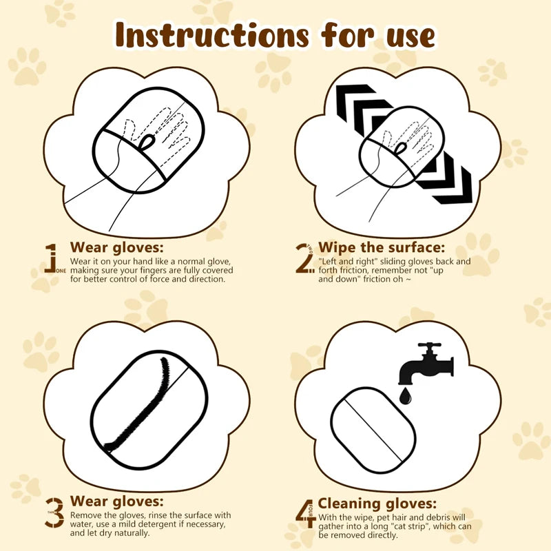 Pet Hair Removal Tool Reusable Static Removal Gloves Deshedding Brush Glove for Dog Cat Double-Sided Fur Hair Cleaning Glove Cat