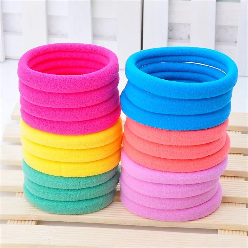 50pcs Black Elastic Hair Band Leagues Ties Colets Scrunchies Springs Gum Accessory For Girl Women No Damage Pigtails Holder Set