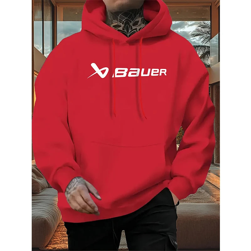Men's Fleece Lined Hoodie - Black Pullover with White Lettering Print - photo 4