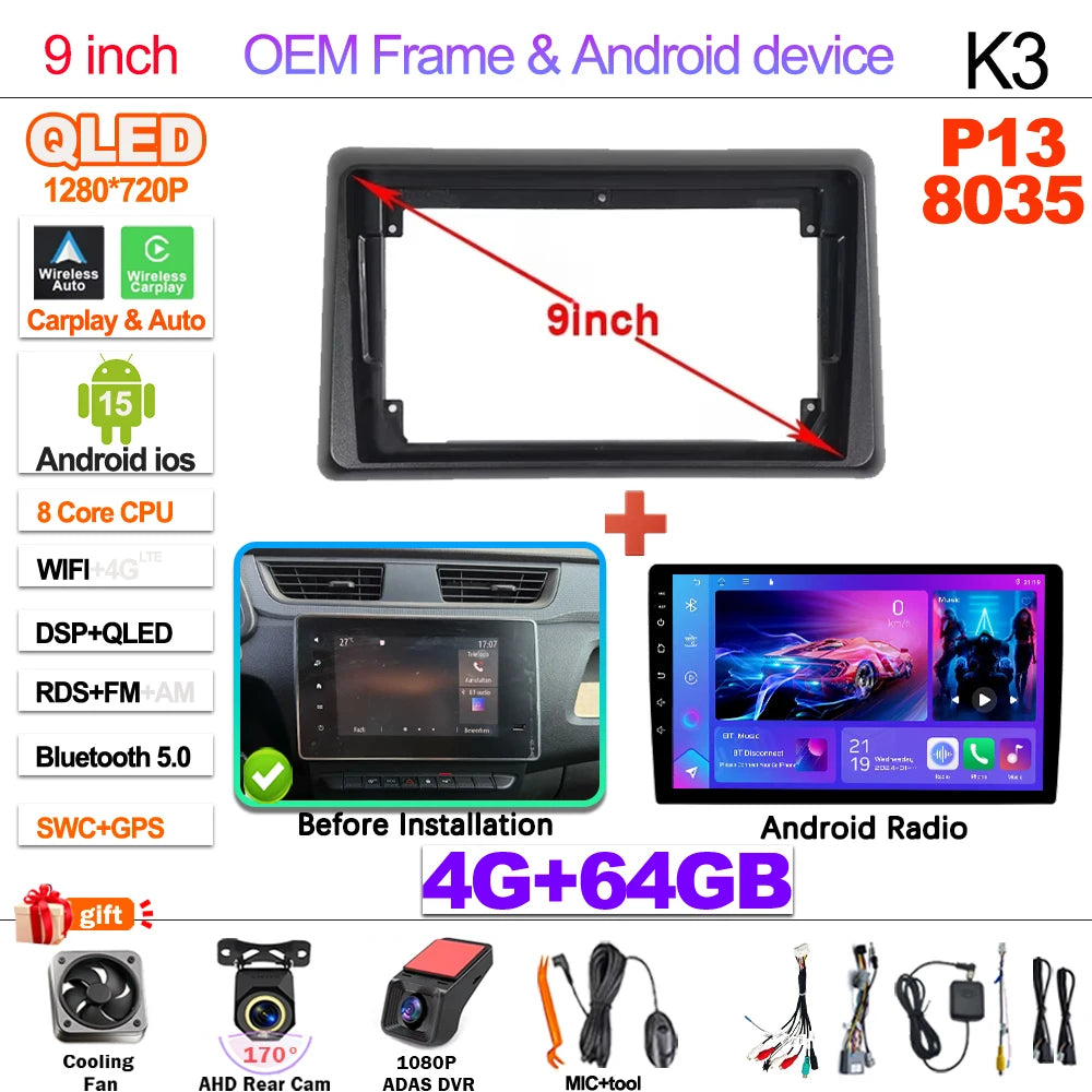 Android Car Stereo for Renault Express (2021–2022) — Wireless CarPlay, Android Auto, GPS, 5G WiFi