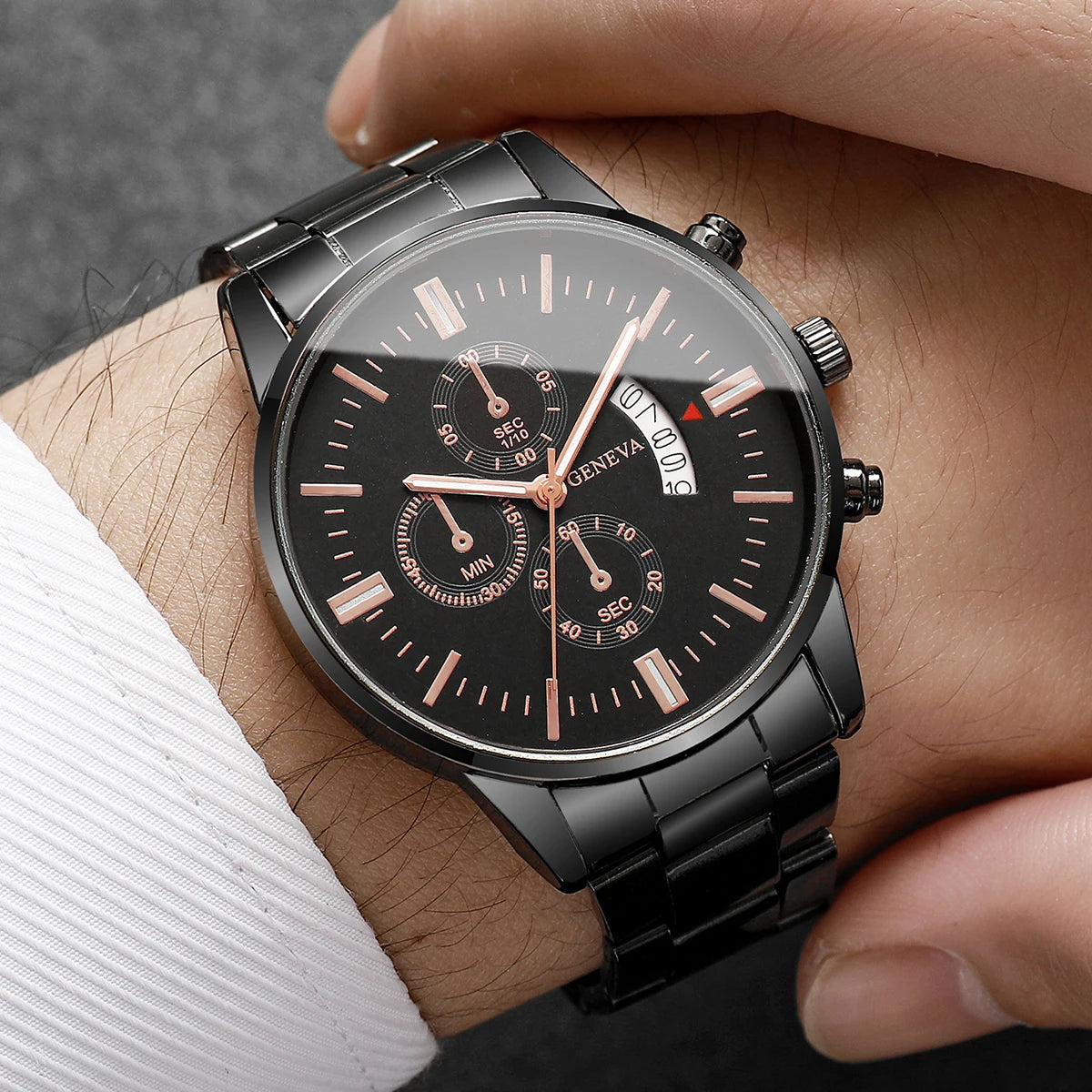 Men's Business Quartz Watch with Calendar – Classic Luxury Dress Watch, Stainless Strap