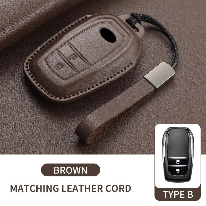 New Leather Car Remote Key Case Cover Shell For Toyota Prius Camry Corolla Avalon CHR RAV4 Land Cruiser Prado Keyless Key Fob