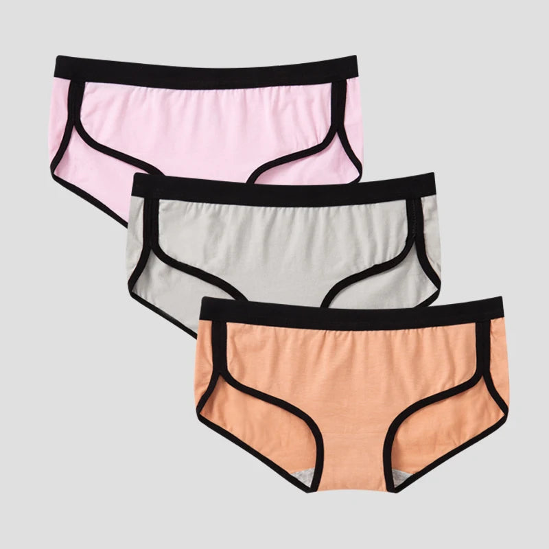 BANNIROU 3-Pack Cotton Briefs – Breathable Low-Rise Panties